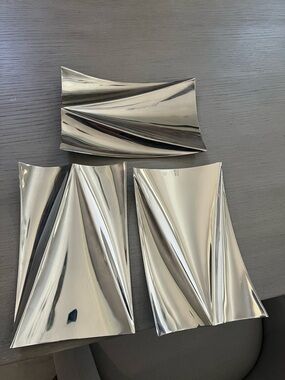 Polished Silver Rectangular Serve Trays - Set of 3